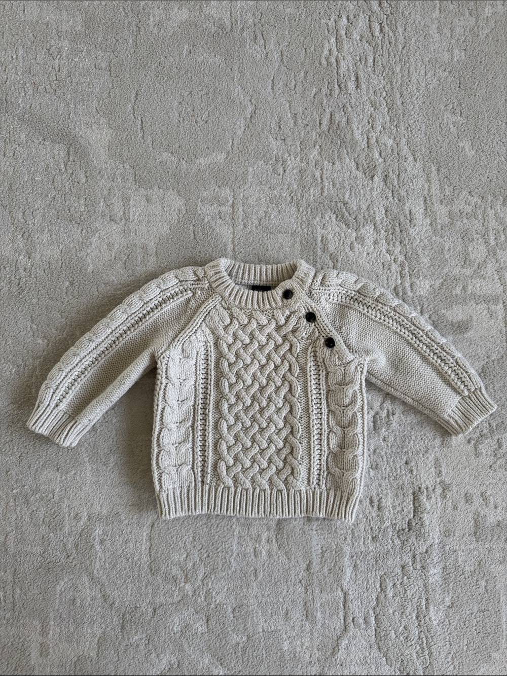 GAP Baby Cream Cable Knit Pullover with Button Detail